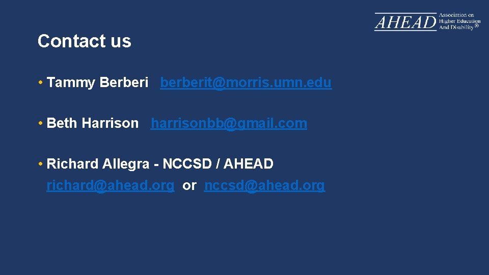 Contact us • Tammy Berberi berberit@morris. umn. edu • Beth Harrison harrisonbb@gmail. com •