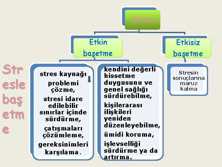 Stres Str esle baş etm e Etkin Etkisiz başetme stres kaynağı problemi çözme, stresi