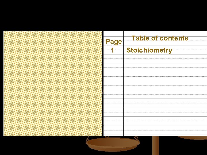 Table of contents Page 1 Stoichiometry 