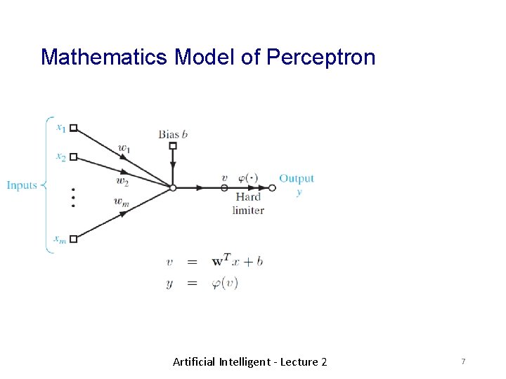 Mathematics Model of Perceptron Artificial Intelligent - Lecture 2 7 