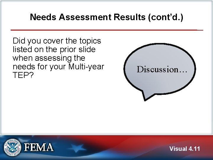 Needs Assessment Results (cont’d. ) Did you cover the topics listed on the prior