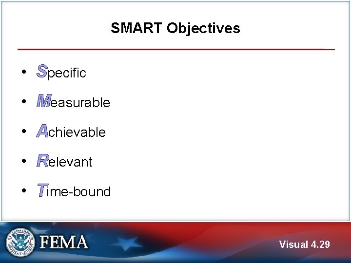 SMART Objectives • Specific • Measurable • Achievable • Relevant • Time-bound Visual 4.