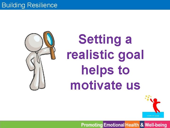 Building Resilience Setting a realistic goal helps to motivate us 