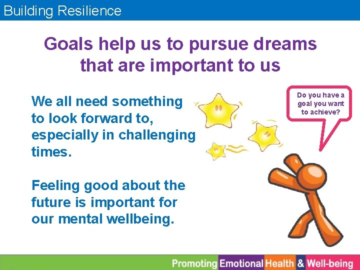 Building Resilience Goals help us to pursue dreams that are important to us We