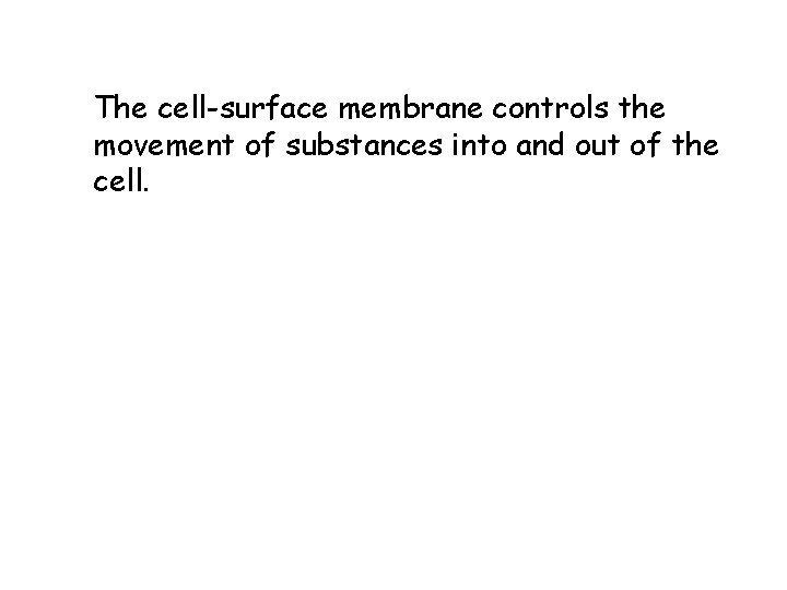 The cell-surface membrane controls the movement of substances into and out of the cell.
