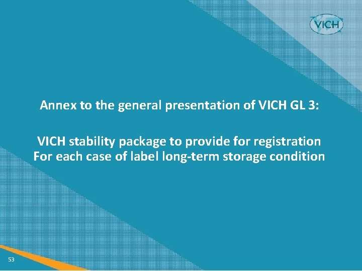 Annex to the general presentation of VICH GL 3: VICH stability package to provide