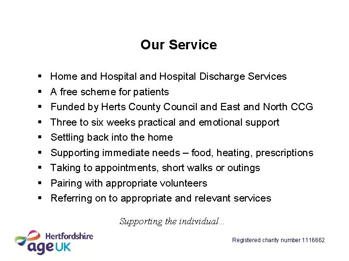 Our Service § § § § § Home and Hospital Discharge Services A free