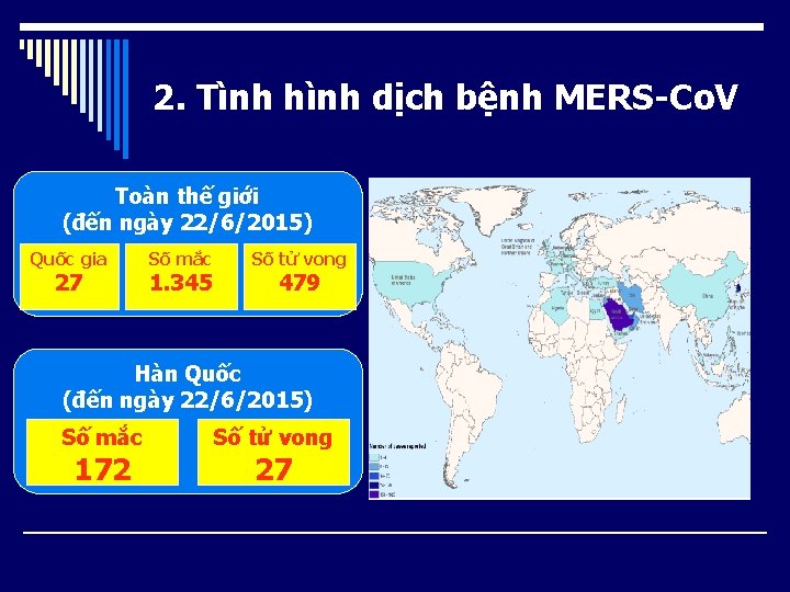 2. Tình hình dịch bệnh MERS-Co. V Toàn thế giới (đến ngày 22/6/2015) Quốc
