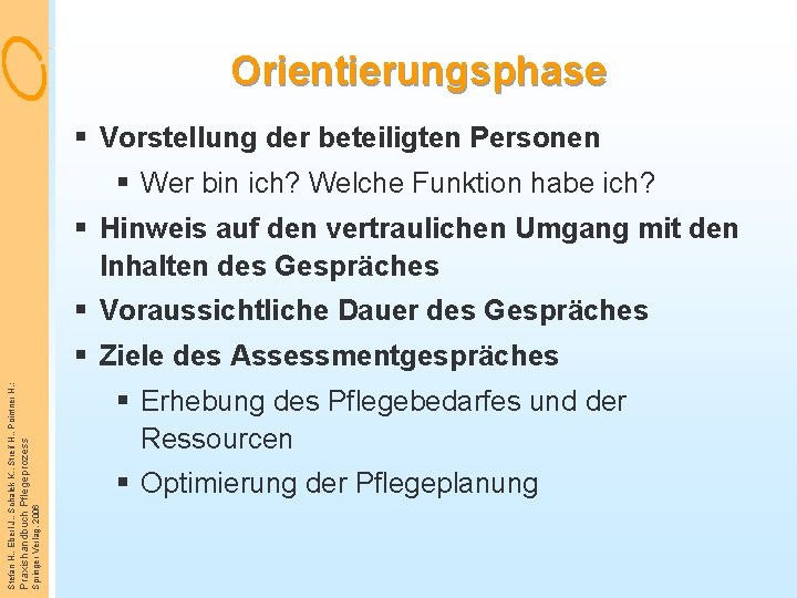 Orientierungsphase § Vorstellung der beteiligten Personen § Wer bin ich? Welche Funktion habe ich?