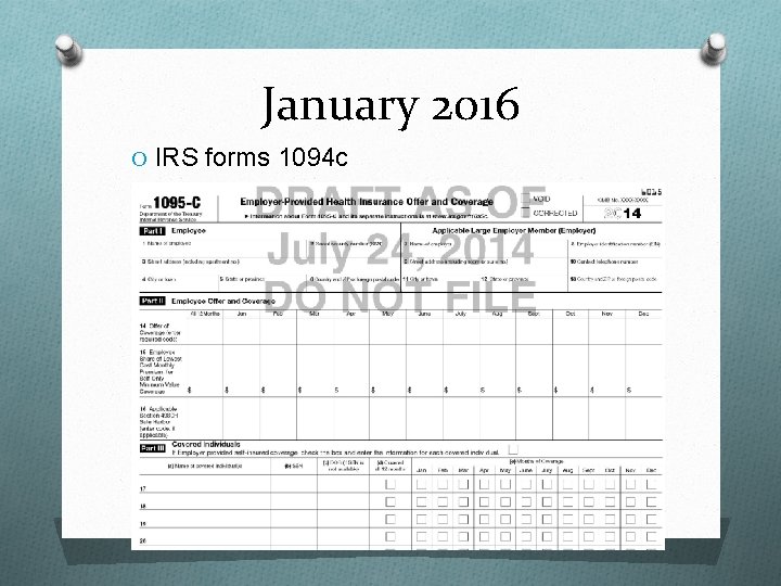 January 2016 O IRS forms 1094 c 