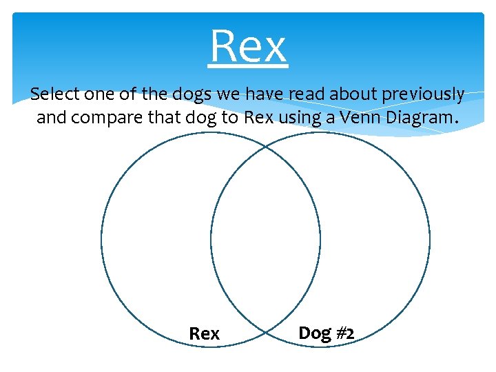 Rex Select one of the dogs we have read about previously and compare that