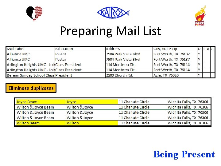 Preparing Mail List Eliminate duplicates Being Present 