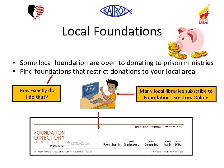 Local Foundations • Some local foundation are open to donating to prison ministries •