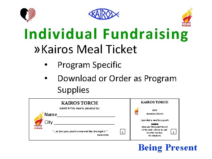 Individual Fundraising » Kairos Meal Ticket • • Program Specific Download or Order as