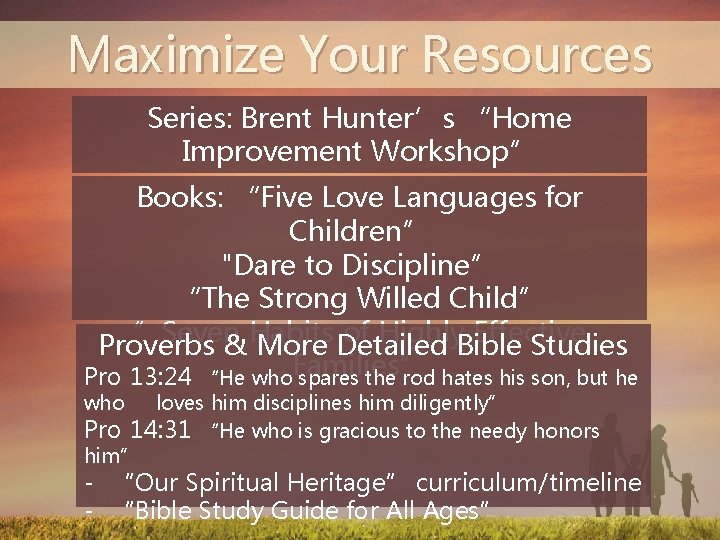 Maximize Your Resources Series: Brent Hunter’s “Home Improvement Workshop” Books: “Five Love Languages for