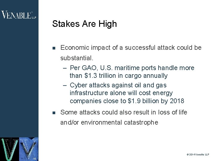 Stakes Are High Economic impact of a successful attack could be substantial. – Per