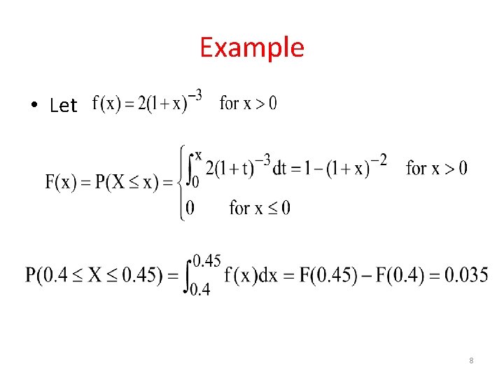 Example • Let 8 