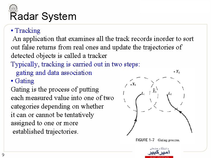 Radar System • Tracking An application that examines all the track records inorder to