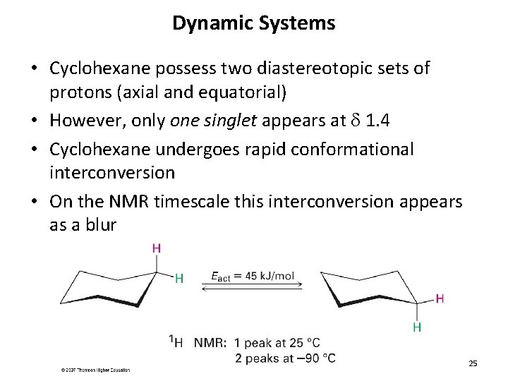 Dynamic Systems • Cyclohexane possess two diastereotopic sets of protons (axial and equatorial) •