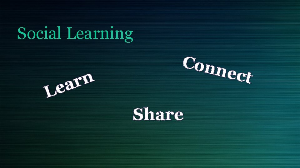 Social Learning n r a e L Conn ect Share Social Learning n r a e L Conn ect Share