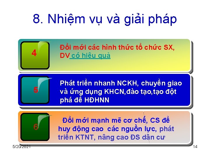 8. Nhiệm vụ và giải pháp 5/20/2021 4 Đổi mới các hình thức tổ