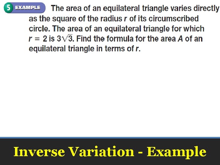Inverse Variation - Example 