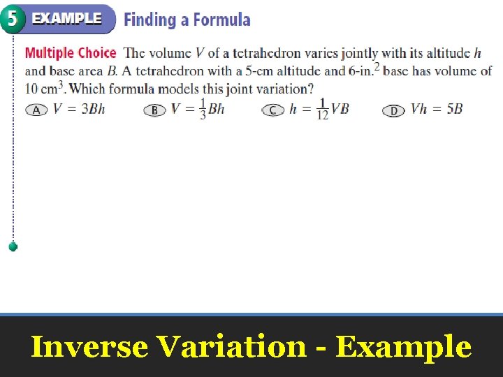Inverse Variation - Example 