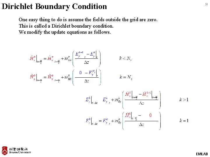 Dirichlet Boundary Condition 50 One easy thing to do is assume the fields outside