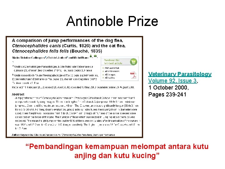 Antinoble Prize Veterinary Parasitology Volume 92, Issue 3, 1 October 2000, Pages 239 -241
