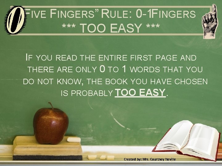 “FIVE FINGERS” RULE: 0 -1 FINGERS *** TOO EASY *** IF YOU READ THE