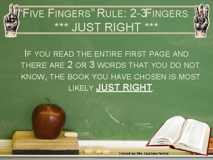 “FIVE FINGERS” RULE: 2 -3 FINGERS *** JUST RIGHT *** IF YOU READ THE