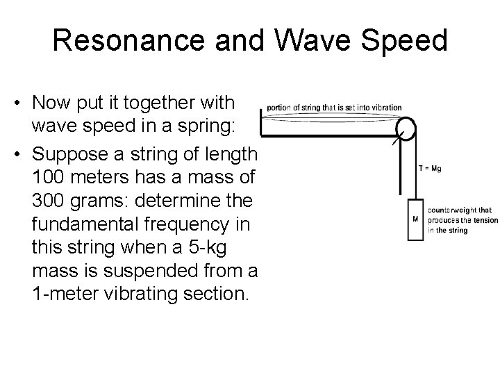 Resonance and Wave Speed • Now put it together with wave speed in a