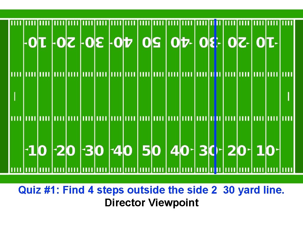 Quiz #1: Find 4 steps outside the side 2 30 yard line. Director Viewpoint