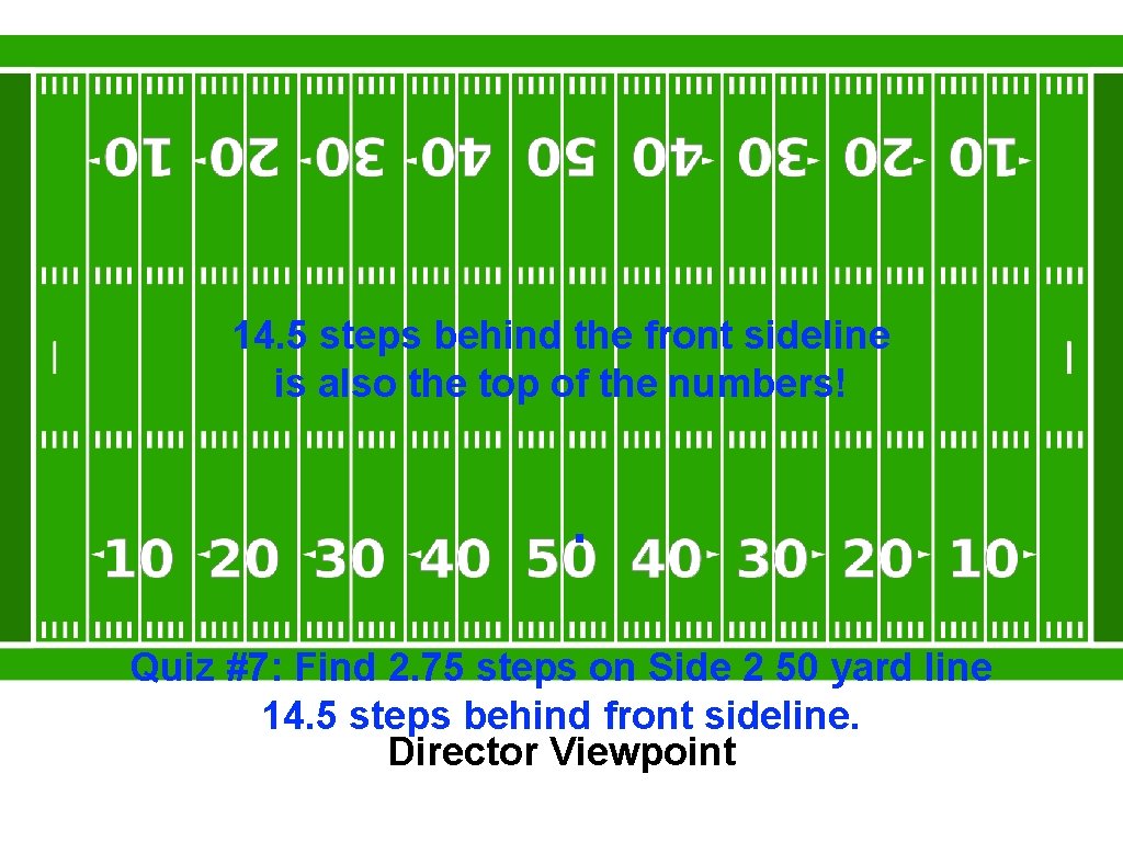 14. 5 steps behind the front sideline is also the top of the numbers!