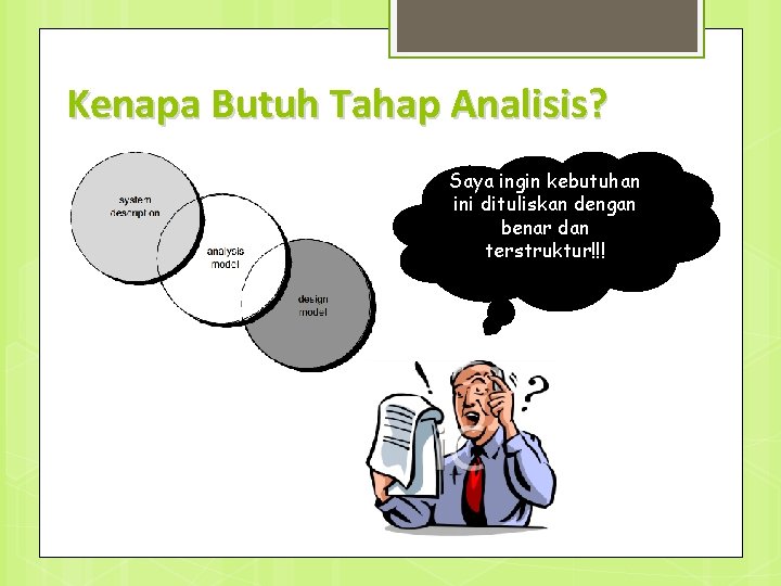 Kenapa Butuh Tahap Analisis? Saya ingin kebutuhan ini dituliskan dengan benar dan terstruktur!!! 