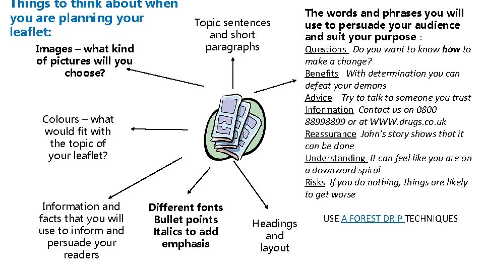 Things to think about when you are planning your leaflet: Images – what kind