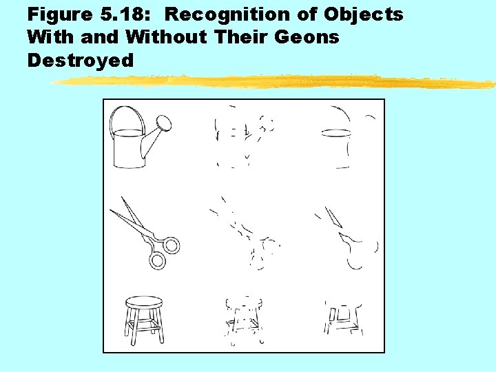 Figure 5. 18: Recognition of Objects With and Without Their Geons Destroyed 
