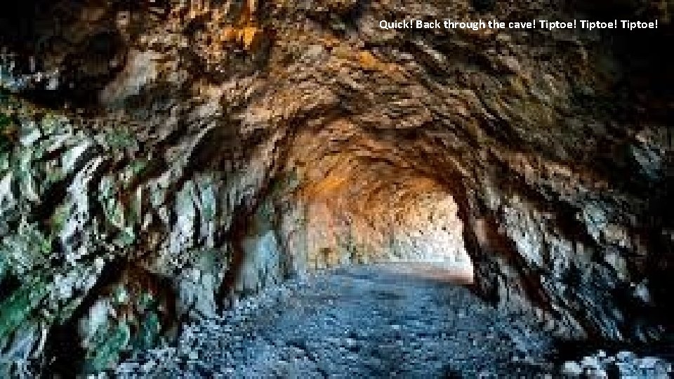 Quick! Back through the cave! Tiptoe! 