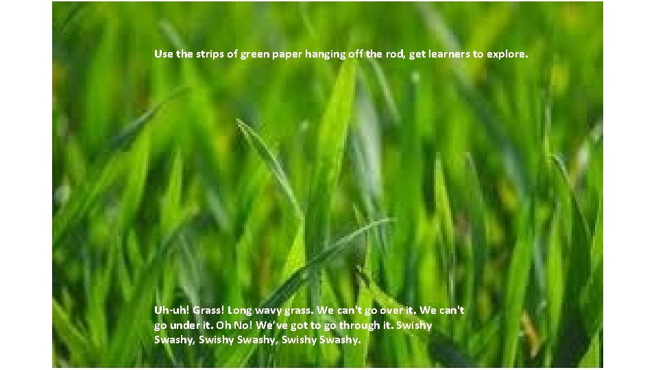 Use the strips of green paper hanging off the rod, get learners to explore.