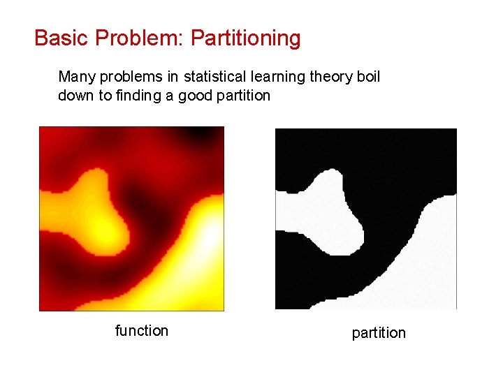 Basic Problem: Partitioning Many problems in statistical learning theory boil down to finding a