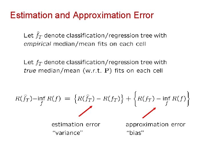 Estimation and Approximation Error 