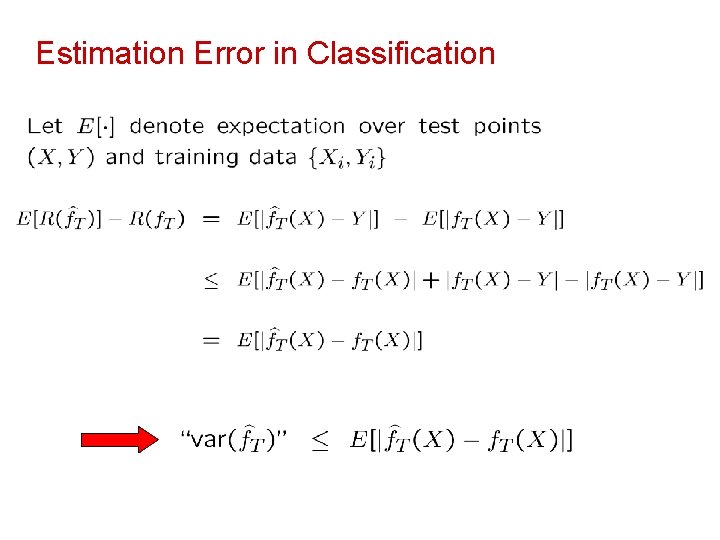 Estimation Error in Classification 