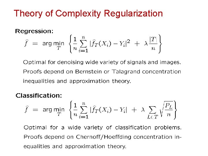 Theory of Complexity Regularization 