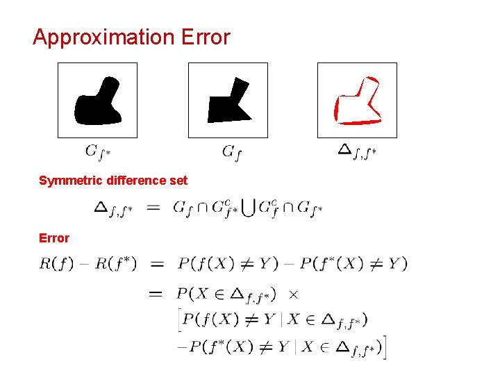 Approximation Error Symmetric difference set Error 