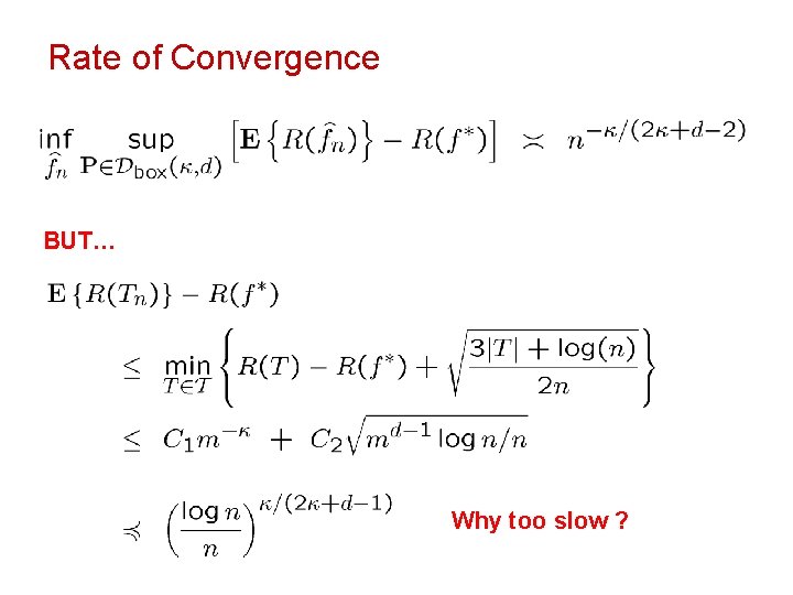 Rate of Convergence BUT… Why too slow ? 