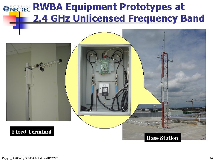 RWBA Equipment Prototypes at 2. 4 GHz Unlicensed Frequency Band Fixed Terminal Copyright 2004