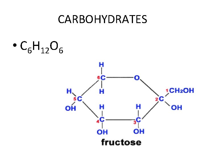 CARBOHYDRATES • C 6 H 12 O 6 CARBOHYDRATES • C 6 H 12 O 6