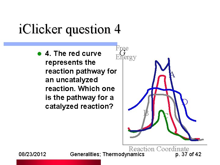 i. Clicker question 4 l Free G Energy 4. The red curve represents the