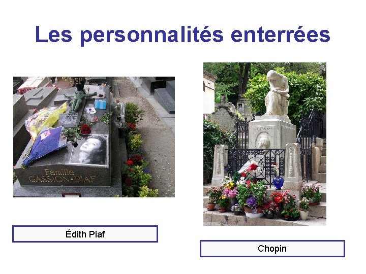 Les personnalités enterrées Édith Piaf Chopin 