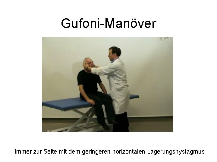 Gufoni-Manöver immer zur Seite mit dem geringeren horizontalen Lagerungsnystagmus 